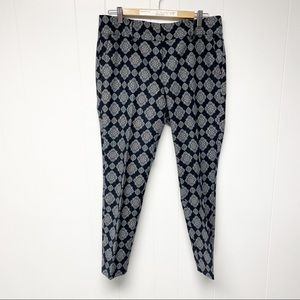 AnnTaylor Gray Paisley Print on Black Dress Pants Size 10